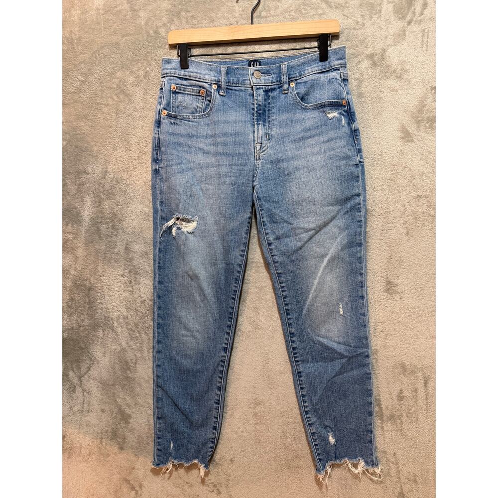 Gap Denim Girlfriend Medium Amarill Destroy Jeans MidRise Womens 2/26 Distressed